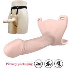 Vibrating Strap On Dildo Dongs Hollow Penis For Lesbian (Black)