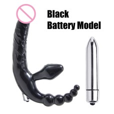 Strapless Strap-On Triple Penetration Vibrating Dong